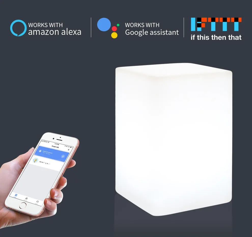 Rectangle Shape WiFi Smart Table Lamp Compatible with Alexa Voice Control Hand Touch LED by APP