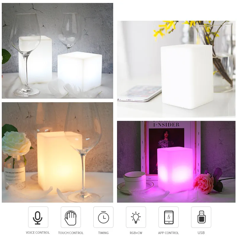 Rectangle Shape WiFi Smart Table Lamp Compatible with Alexa Voice Control Hand Touch LED by APP