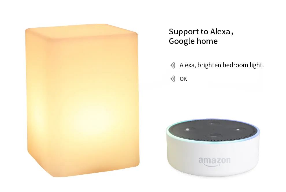 Rectangle Shape WiFi Smart Table Lamp Compatible with Alexa Voice Control Hand Touch LED by APP