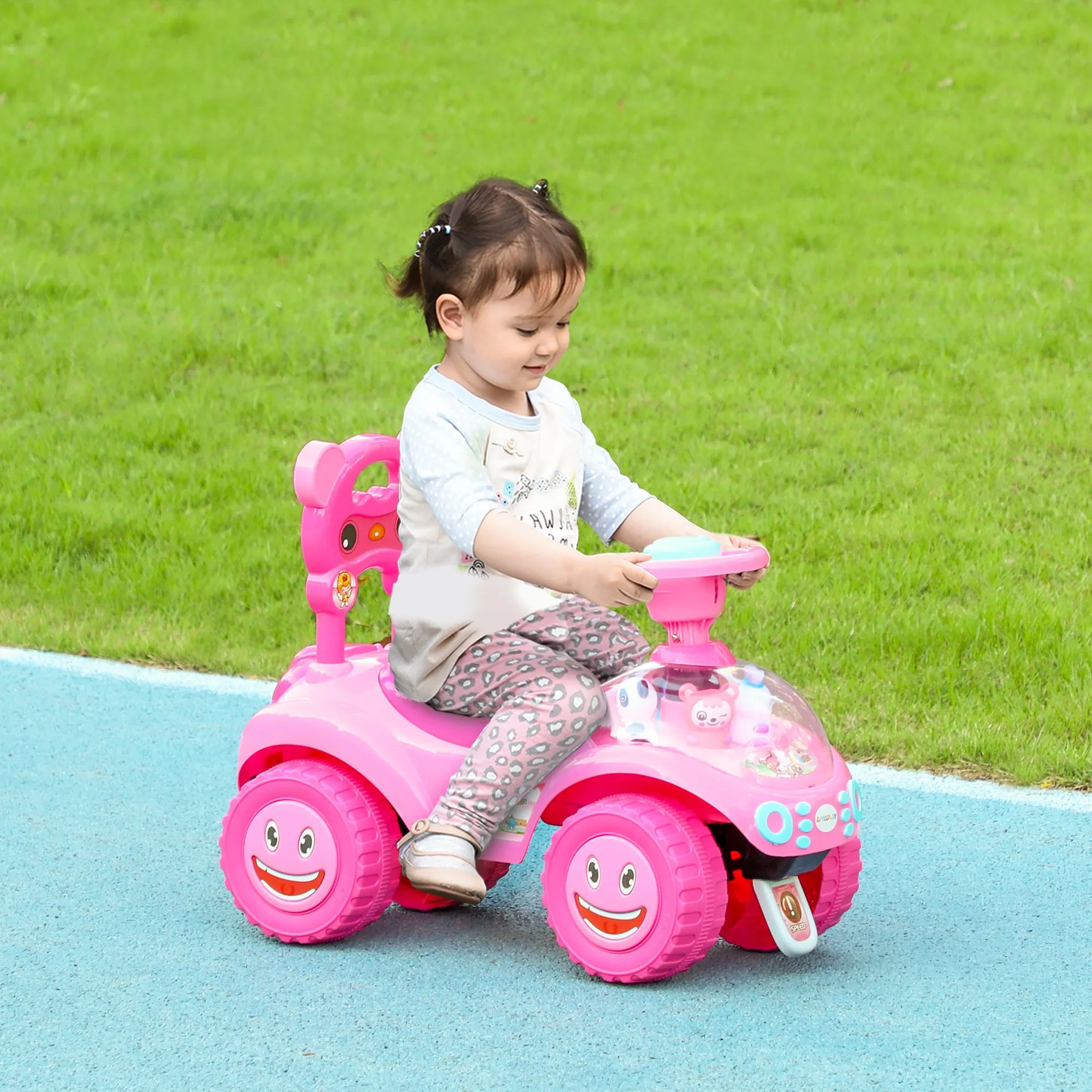 Ride on Toy, Foot to Floor Design with Music, Light, Horn, Pink