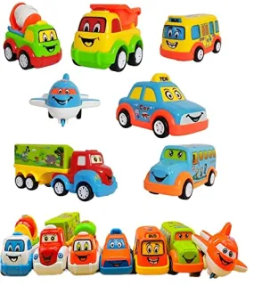 Royal Hub Exclusive, Non Toxic Unbreakable Automobile Car Toy Set, Pull Back Car Truck Toy Aeroplane Set for Kids Boy and Girl, Pack of 7, Multicolor