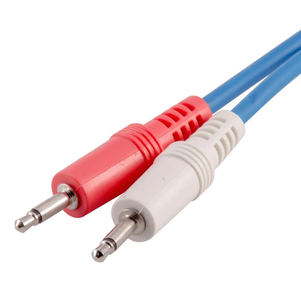 SA-Y19 - 6 Foot Blue 3.5mm Stereo Male to Dual 3.5mm Mono Splitter Cable