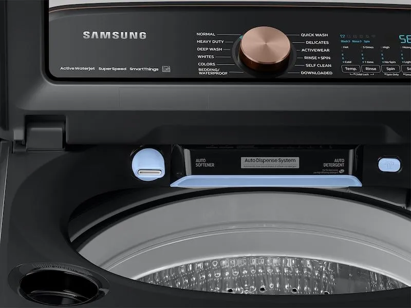 Samsung WA55A7700AV 5.5 cu. ft. Extra-Large Capacity Smart Top Load Washer with Auto Dispense System in Brushed Black