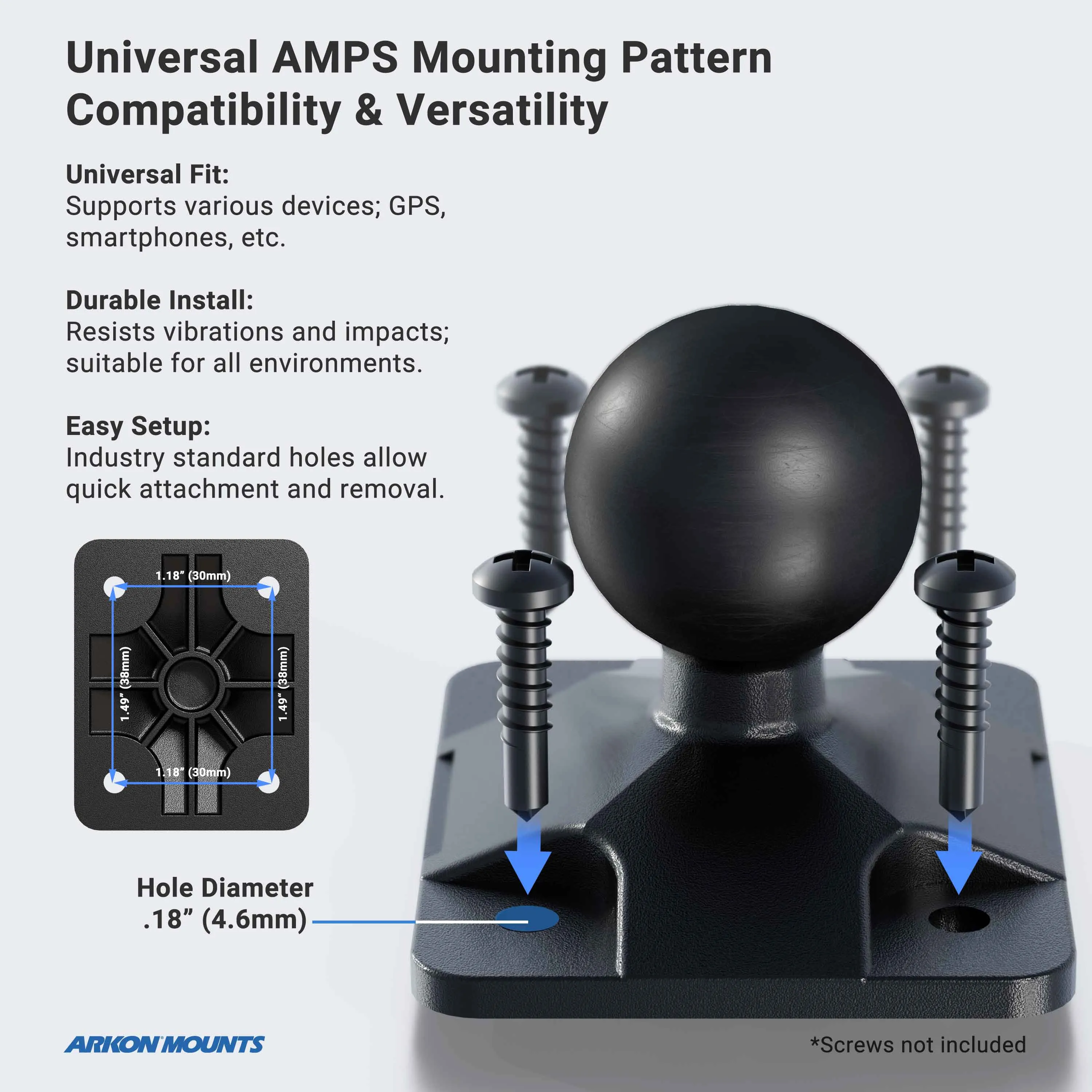 Slim-Grip® Tablet Holder with Clamp Mount and Security Knob Shaft