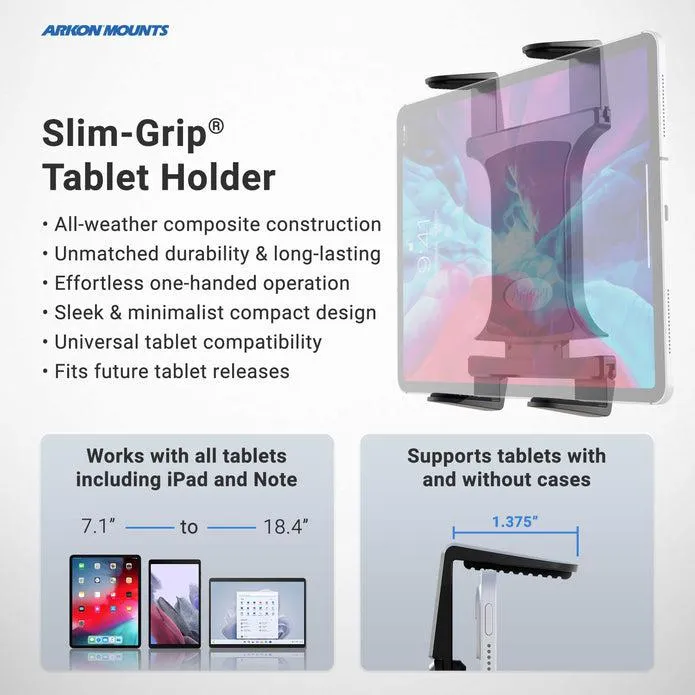 Slim-Grip® Tablet Holder with Clamp Mount and Security Knob Shaft