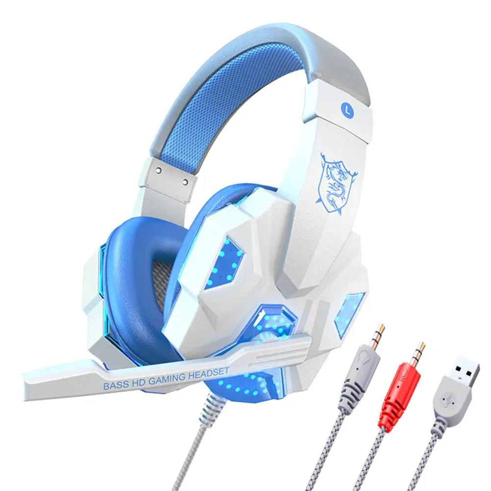 SY830MV Wired Headset Noise Canceling Stereo Headphones Over Ear Headphones With Cool LED Lighting For Cell Phone Gaming