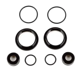 Team Associated 13mm Shock Collar and Seal Retainer Set, black aluminum (ASS91929)