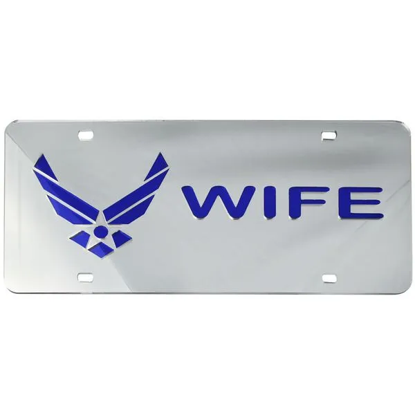 U.S. Air Force with Wife Mirrored Inlaid Plastic License Plate