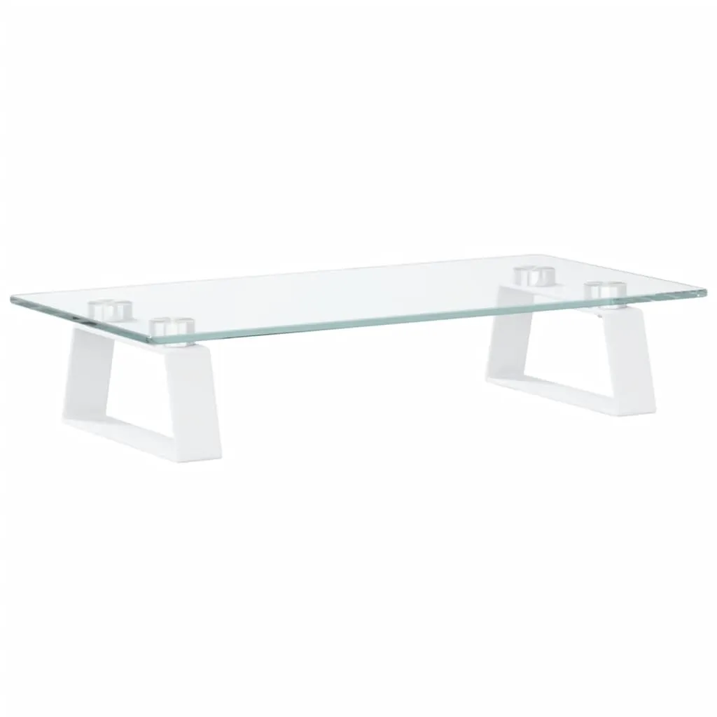 vidaXL Monitor Stand White 40x20x8 cm Tempered Glass and Metal