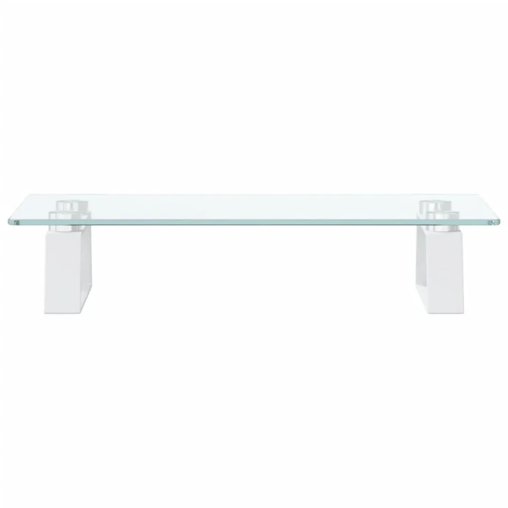 vidaXL Monitor Stand White 40x20x8 cm Tempered Glass and Metal