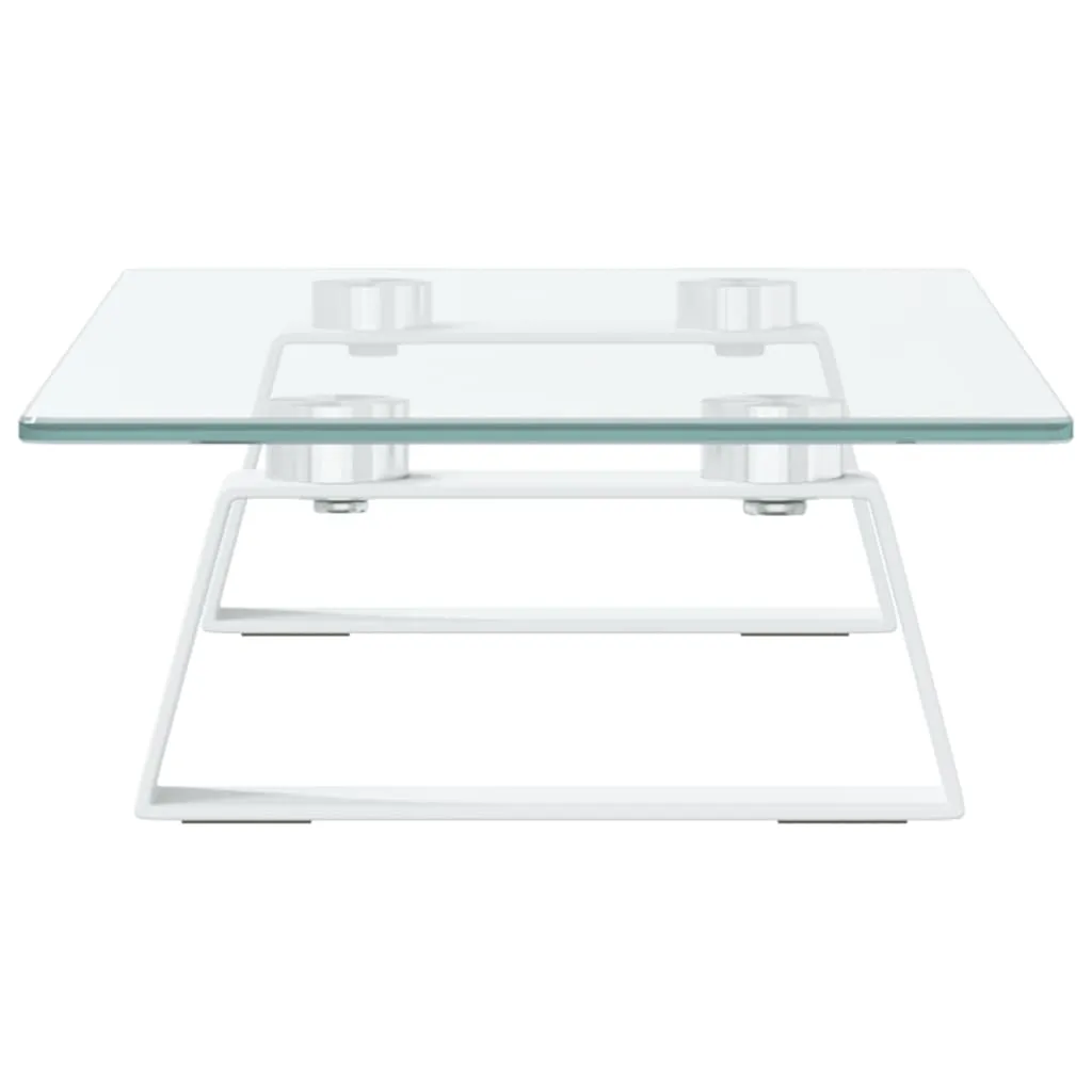 vidaXL Monitor Stand White 40x20x8 cm Tempered Glass and Metal