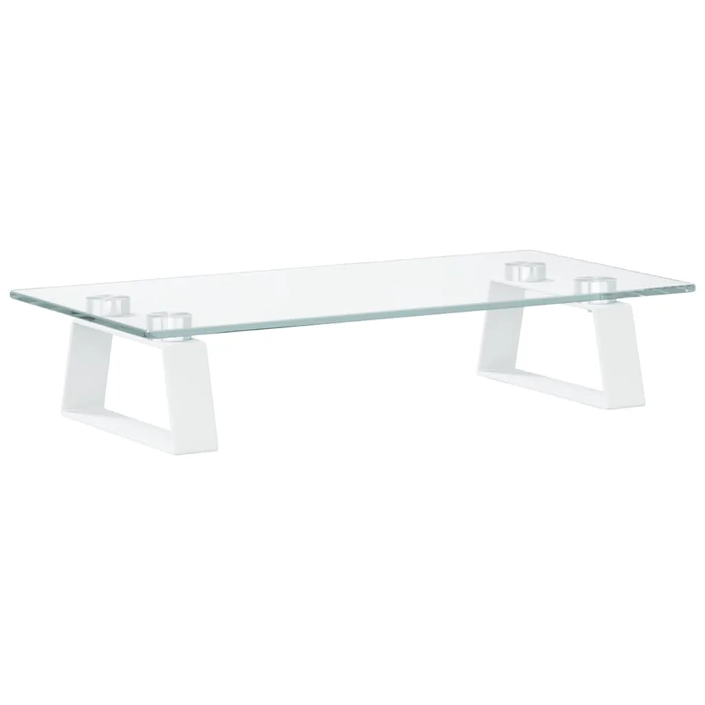 vidaXL Monitor Stand White 40x20x8 cm Tempered Glass and Metal