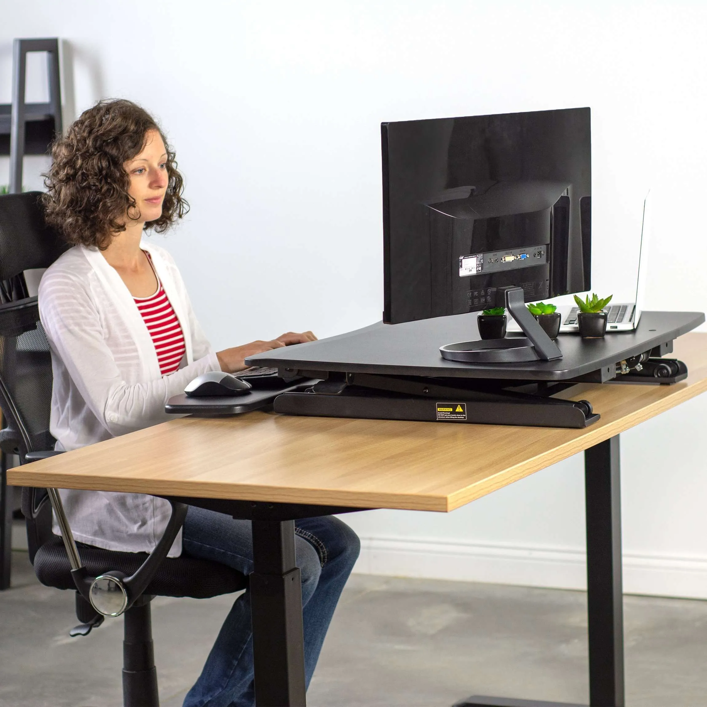 VIVO Black Manual Height Adjustable Two-Tier Standing Tabletop Desk Converter, DESK-V000Y