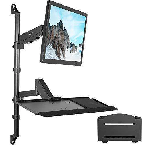 VIVO Sit-to-Stand Single Monitor Wall Mount Workstation, STAND-SIT1BW