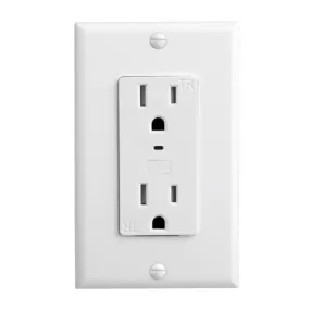 Wi-Fi Smart Receptacle, No Hub Required, 2 Grounded Outlets, White